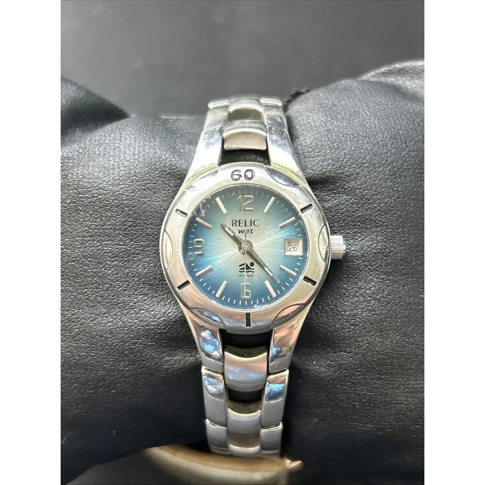 Relic Wet Blue Dial Silver Tone Women’s Quartz Watch